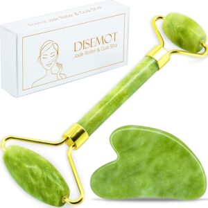 jade roller & gua sha facial tools, natural anti aging jade beauty skin care tool face roller to rejuvenate facial skin cooling